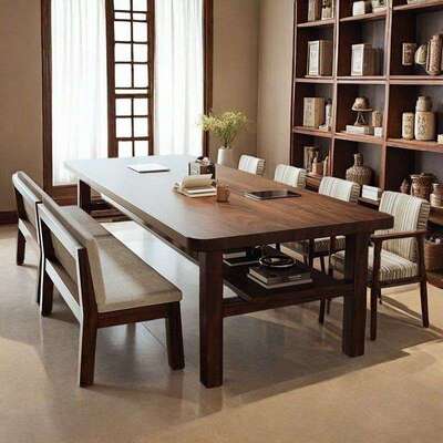 南美胡桃客厅书桌大写字RRA阅读学习工木作家用餐桌办台公桌实木