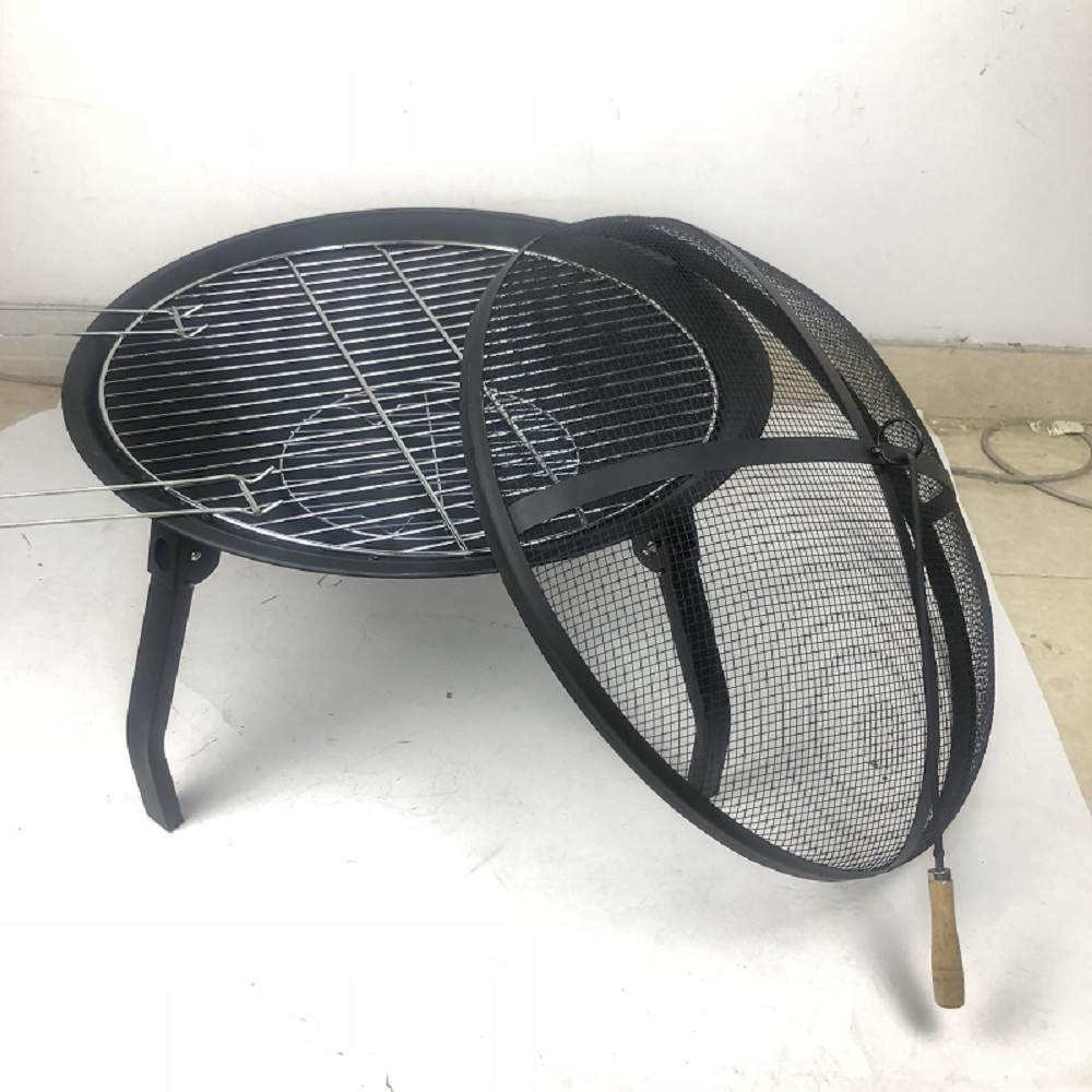户外新款折叠脚便携式圆火盆取暖炉firepit烧烤炉取暖烧烤两用炉