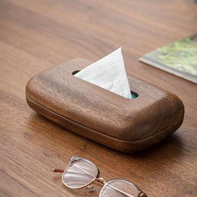 木制纸巾盒高端餐桌o抽纸实盒中式酒店抽纸lgo胡桃盒木纸抽纸巾盒