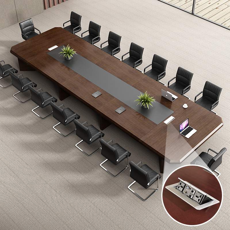 烤漆实木会议桌大型板式条形长桌椅组合简约现代油漆办公桌新中式