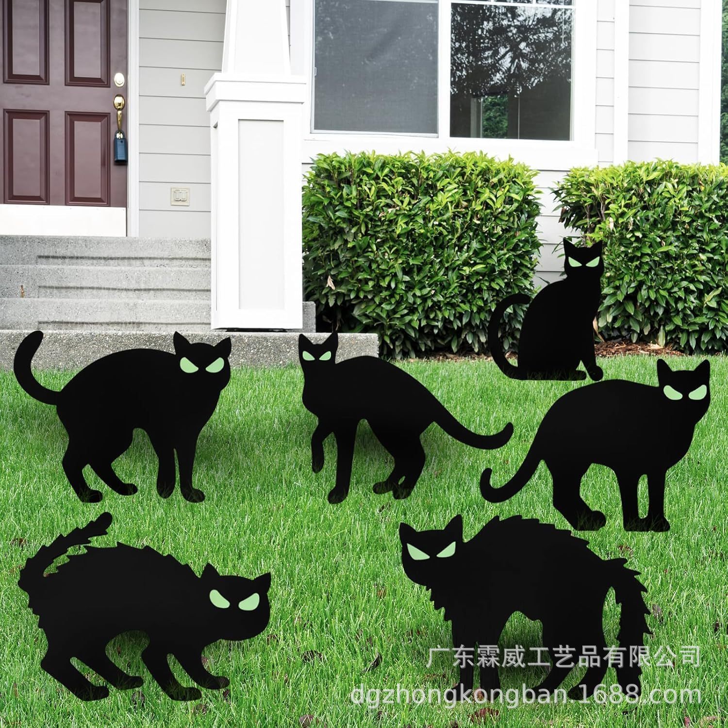 跨境爆款万圣节 庭院户外草坪恐怖黑色黑猫万圣节恐怖主题派对