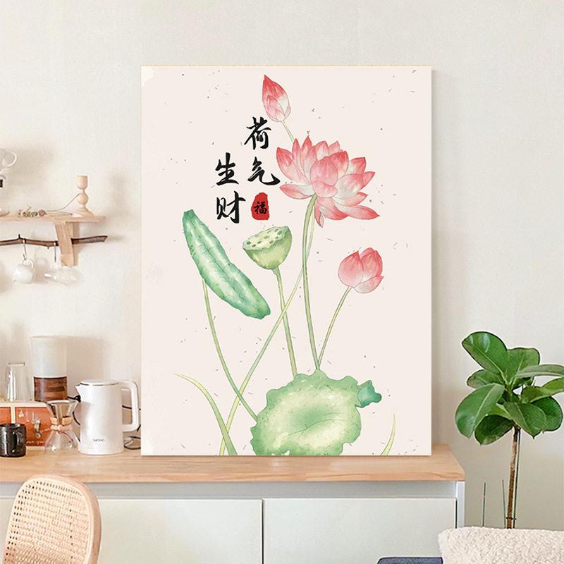 荷花diy数字油画2025新款填充手绘解闷手工运动油彩涂色丙烯画画