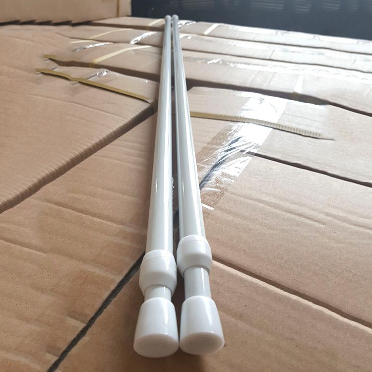 跨境供应铁质伸缩PP静音门帘浴帘杆 悬挂式伸缩棒白色窗帘杆