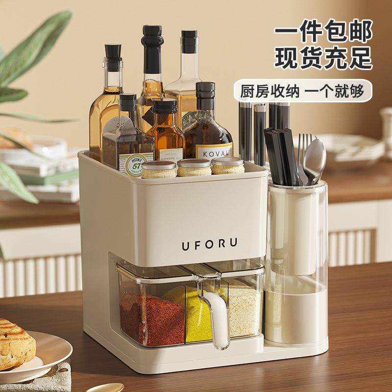 厨房多功能置物架新款组合装刀架筷子笼一体收纳调料用品家用大全