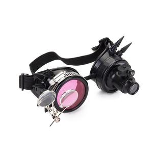 厂家直供跨境万圣节蒸汽朋克眼镜放大镜加闪灯道具护目镜Cosplay