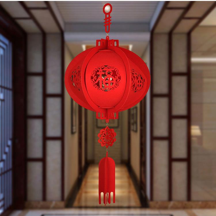 小号春节元旦新年室内商场店铺橱窗无纺布春节装饰毛毡福字灯笼
