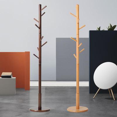 实木落地衣帽架单杆式简约现代圆盘树形榉木挂衣架北欧日式家具