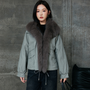 派克羽绒服真狐狸毛大毛领水洗效果复古文艺90白鸭绒高档羽绒外套
