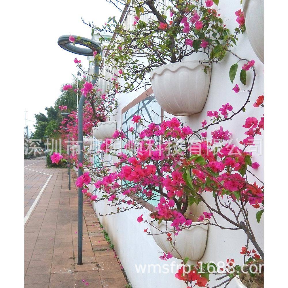 耐腐蚀墙体壁挂式花钵半圆形玻璃钢花盆花钵护栏别墅用景观花钵