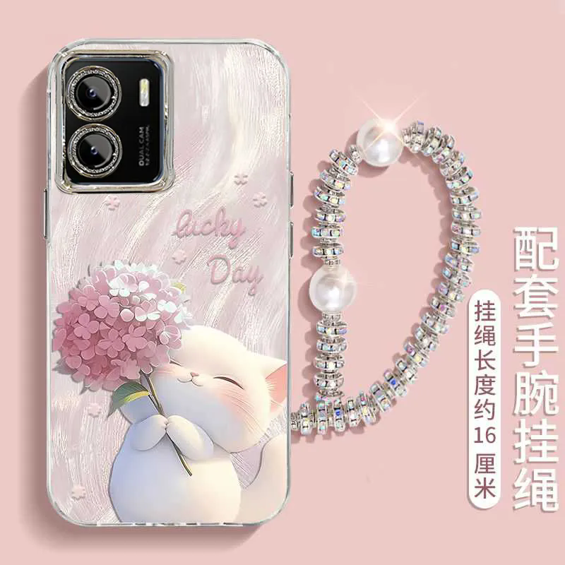绣球猫咪精孔羽纱手机壳