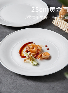 白色盘子菜盘家用2025新款牛排餐盘高级感日式餐具陶瓷西餐盘平盘