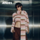 JENDES 围巾 时髦毛衣 昆凌同款 高级软糯秋日撞色条纹针织短款