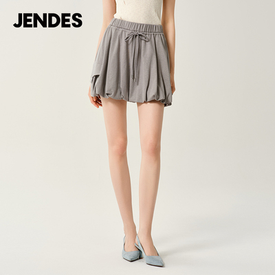 JENDES工装风纯色花苞裙