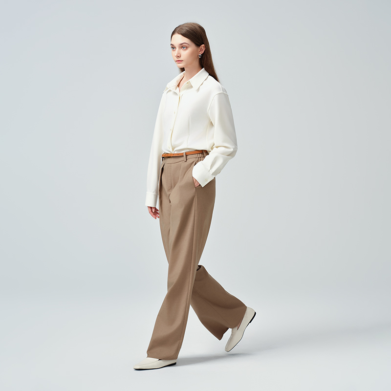 【汤曼妮粉丝专享】JENDES 西装裤女高腰设计百搭显瘦垂感直筒裤 - 封面