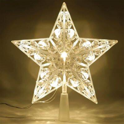18cm Christmas Glowing Tree Topper Five-pointed Star Transpa
