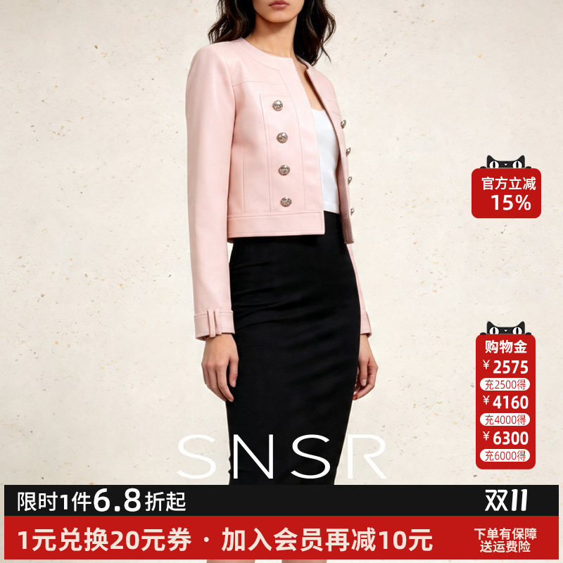 双排扣短气质圆领显瘦夹克女外套