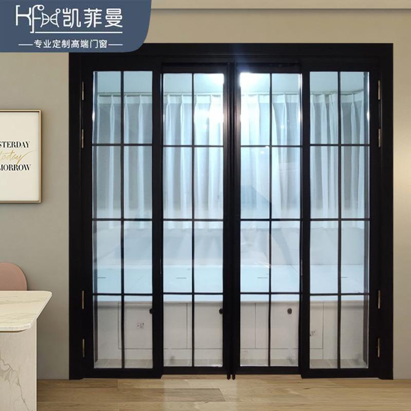 铝合金门浴室卫生间厨房推拉式折叠推拉门超白钢化玻璃