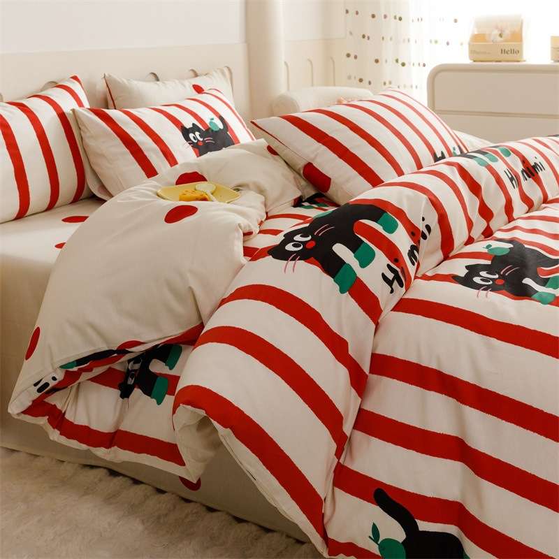 床上纯棉四件套1.5m1.8米公寓全棉床单被套三件套150*200