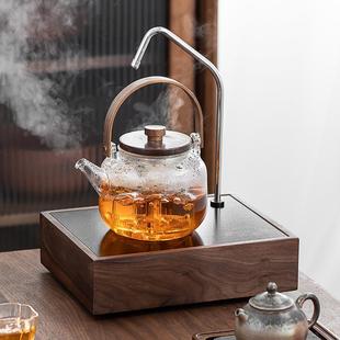 胡桃木抽水电陶炉煮茶器自动上水一体玻璃功夫茶具烧水壶家用办公