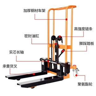 堆高车手推可折叠液压搬运车 手动叉车小型微型家用升高分体式