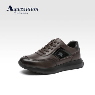 Aquascutum/雅格狮丹男鞋2026新款休闲鞋真皮软底增高运动鞋板鞋