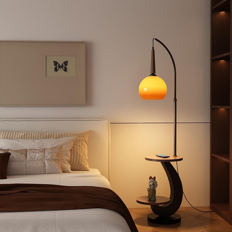 客厅落地灯沙发旁边几氛围感法式中古复古置物卧室床头柜台灯一体