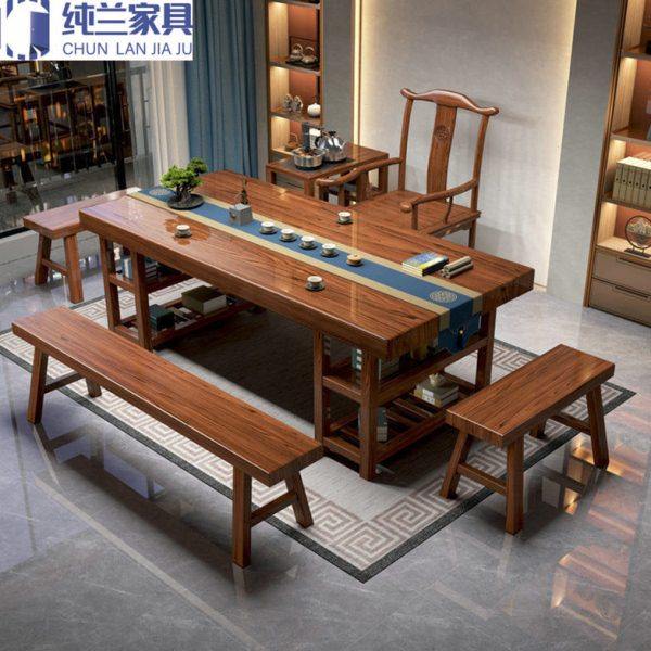 新中式实木大板茶台2米公司客厅功夫茶桌椅组合中式雅韵品茶会友,商业/办公家具,茶台/茶桌,淘宝优惠券,粉丝福利购,淘宝优惠卷
