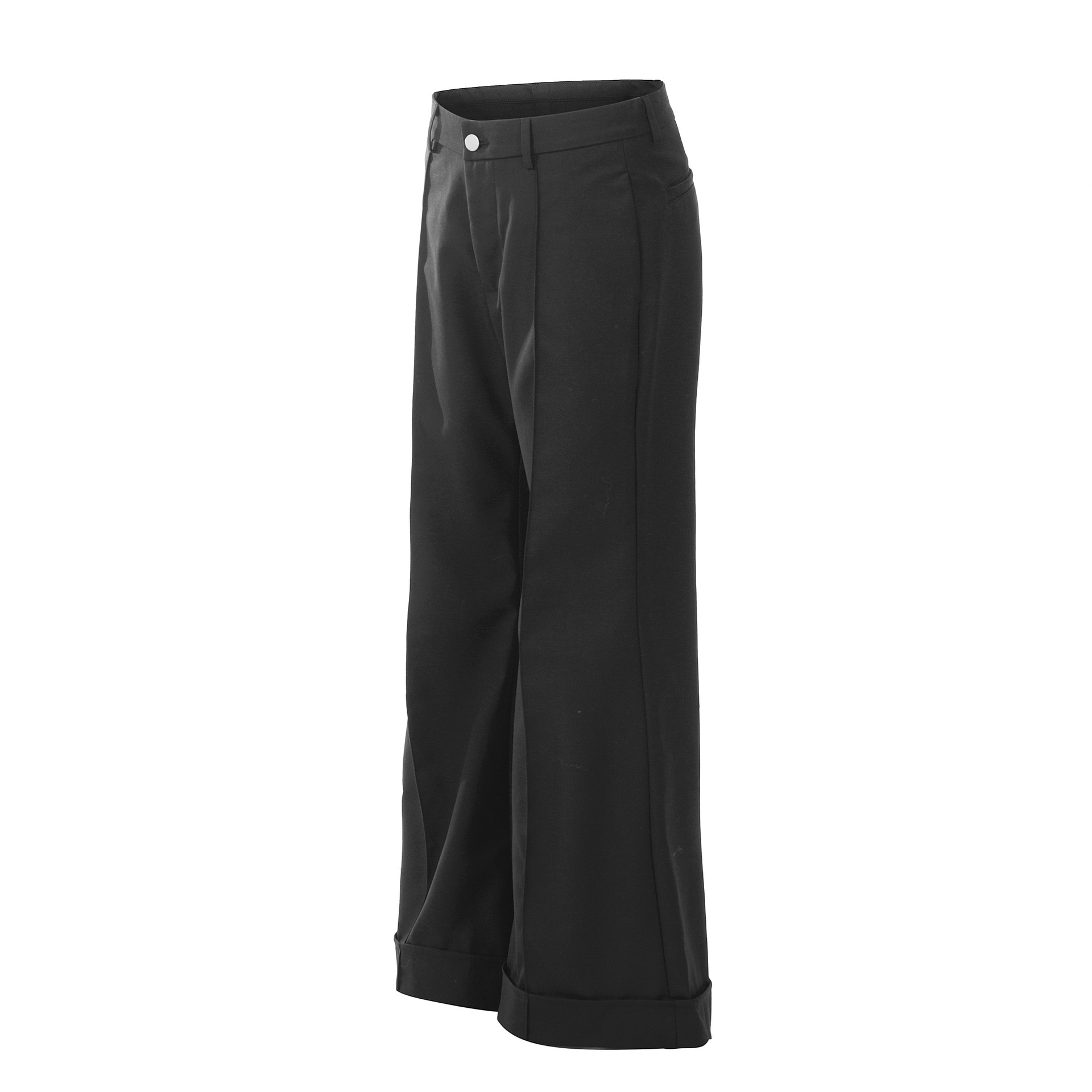 C857美式2024春秋街头复古中性宽松微喇叭纯色设计男式休闲西裤