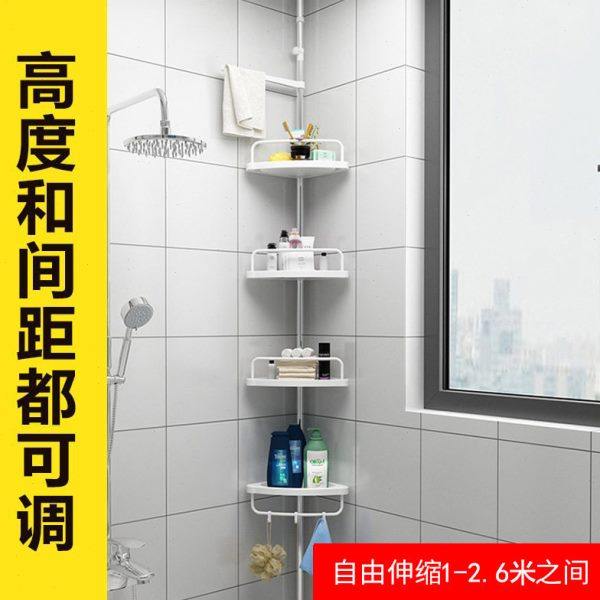 顶天立地浴室置物架可伸缩卫生间置物架多层三角架不锈钢收纳架