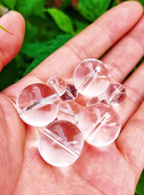 透明珠子4mm6mm8mm10mm12mm14mm16串珠穿孔白色琉璃珠玻璃珠