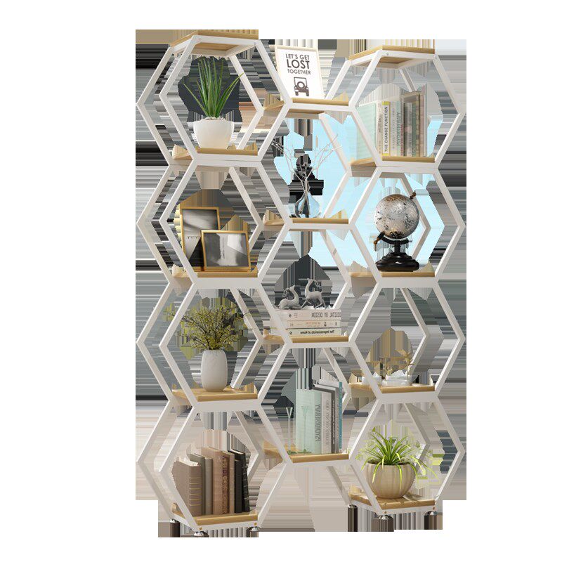 铁艺隔断置物架办公o室屏风隔断客厅玄关花架创意六边形商品展示