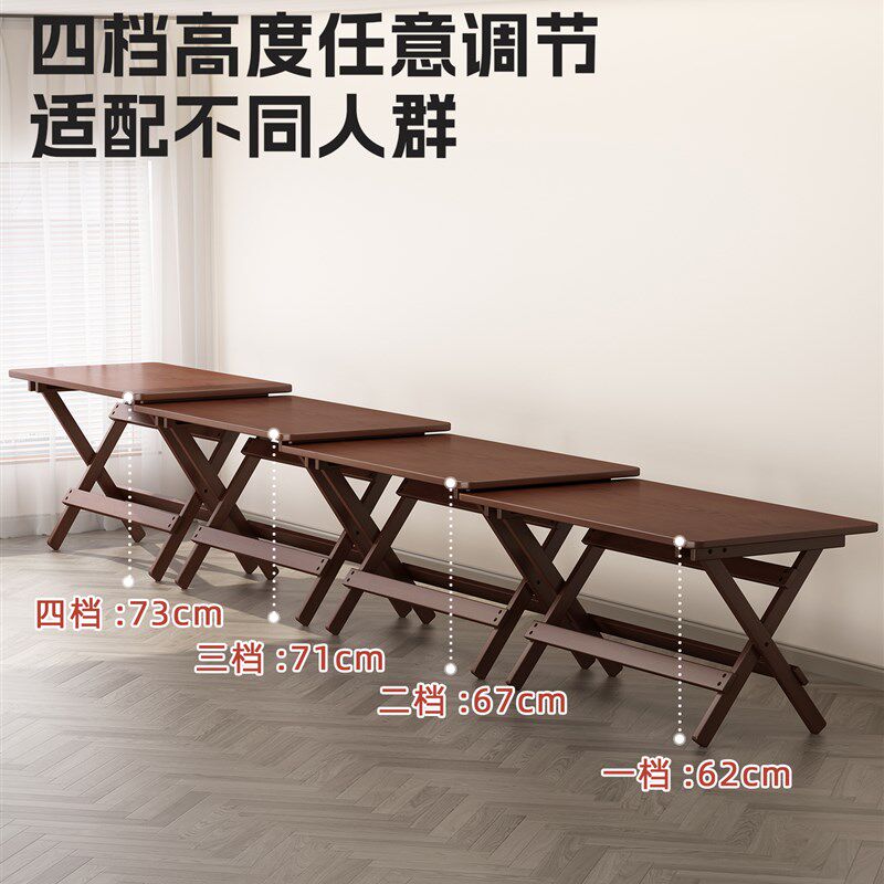 实木折叠书桌家用卧室床边t桌电脑桌办公桌小户型靠墙学习写字桌
