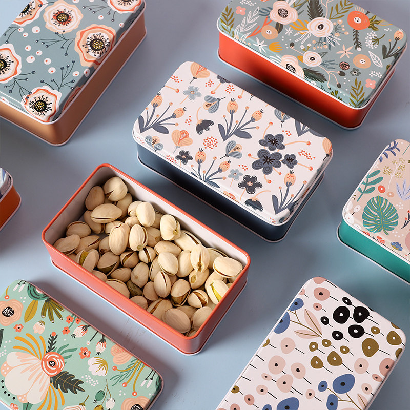 迷你可爱便携收纳盒小p号精致小盒子长方形储物盒零食糖果马口铁