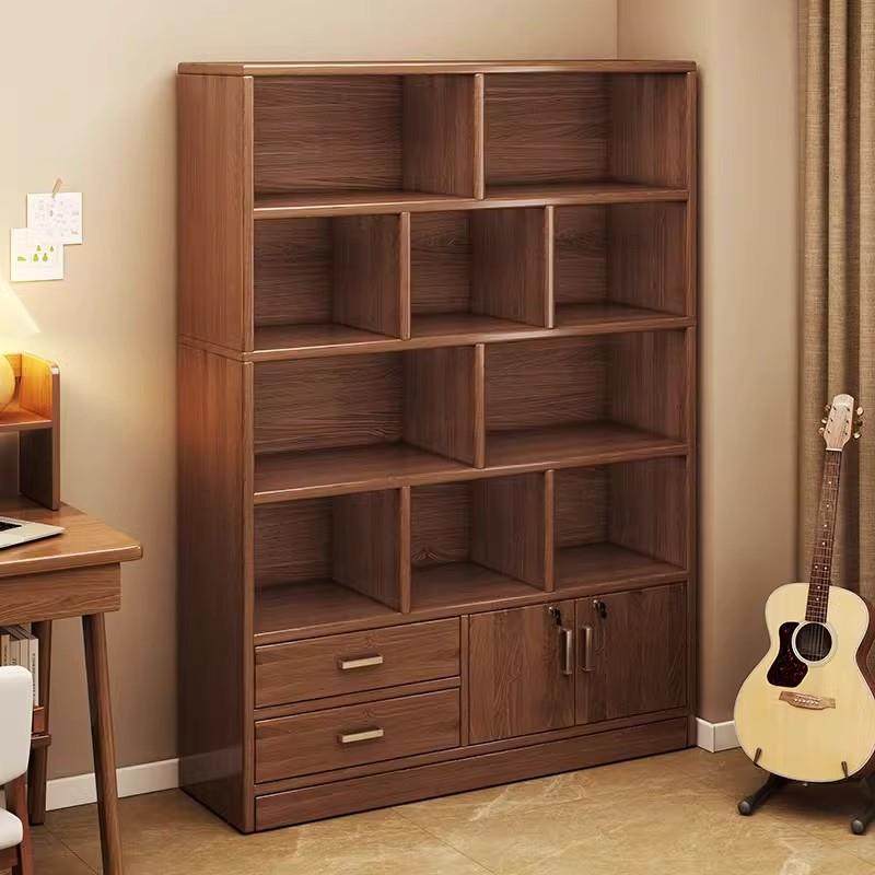 书柜书架落地靠墙收纳柜家用多功能组合展示柜卧室多层带锁储物柜
