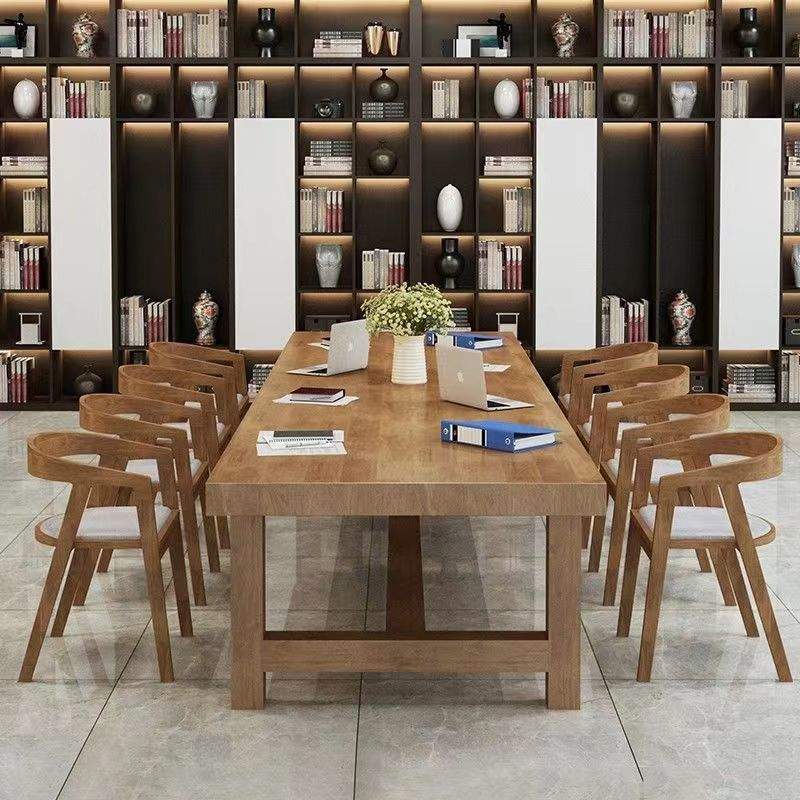 7TA实木loft会议桌工作台电脑桌洽谈桌椅办公桌简约现代大型长条