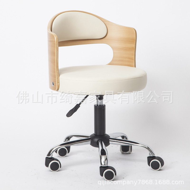 电脑椅子实木靠背吧台椅前台收银矮脚高脚凳升降旋转转椅