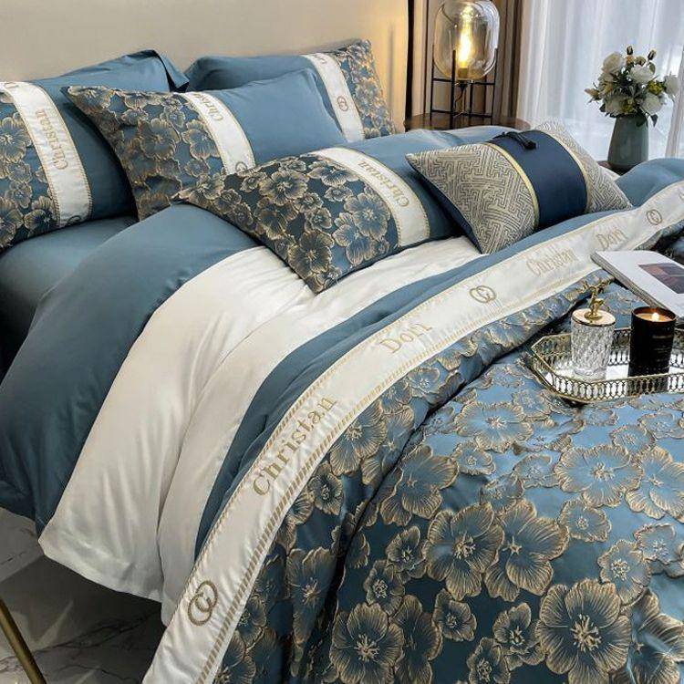 复古风欧式精致浮雕刺绣提花四件套高级感床单被套床笠款床上用品