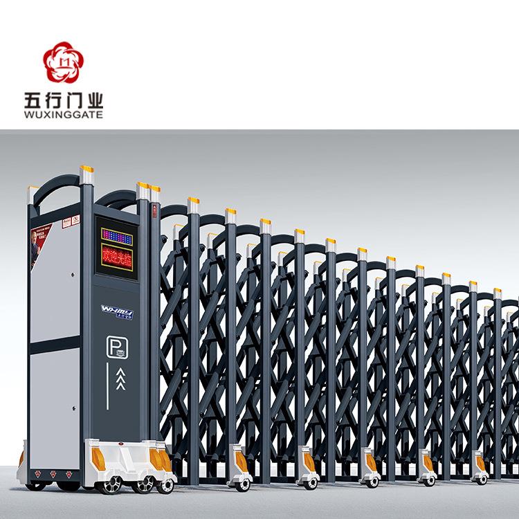 不锈钢电动伸缩门简洁控制工厂房学校工地电动大门自动推拉伸缩门