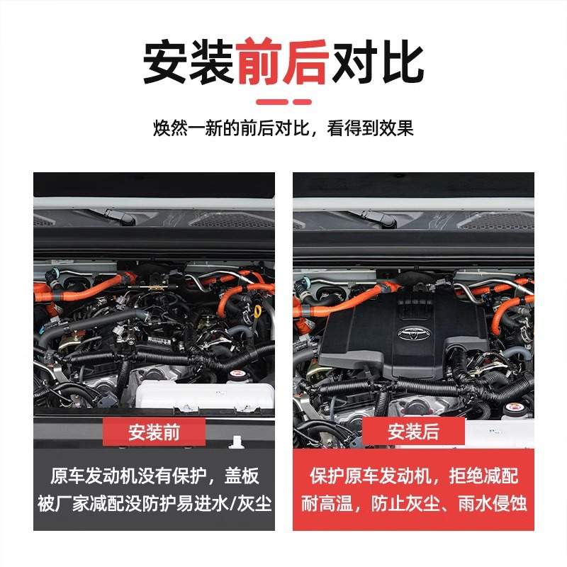 适用于丰田2024款普拉多霸道LC250改装发动机舱盖保护罩防护挡板
