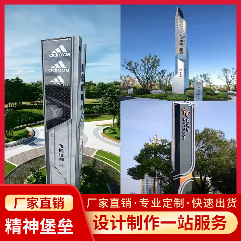 户外立式导向牌公园指示牌商场指引牌路牌广告牌精神堡垒制作立牌图片