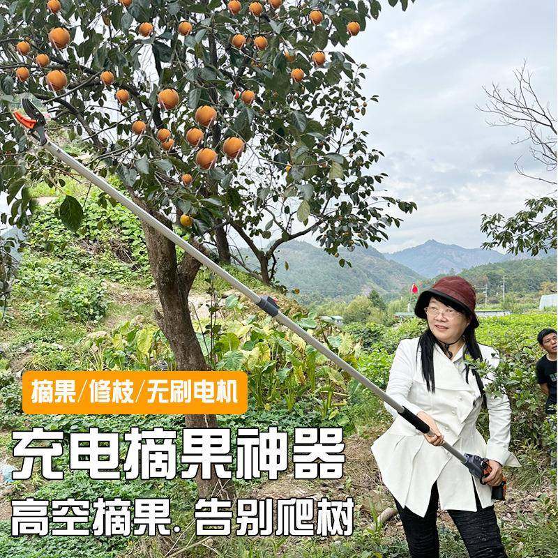 锂电果树高枝弯头剪高空延长采摘粗枝剪园林修剪摘果粗枝两用修枝