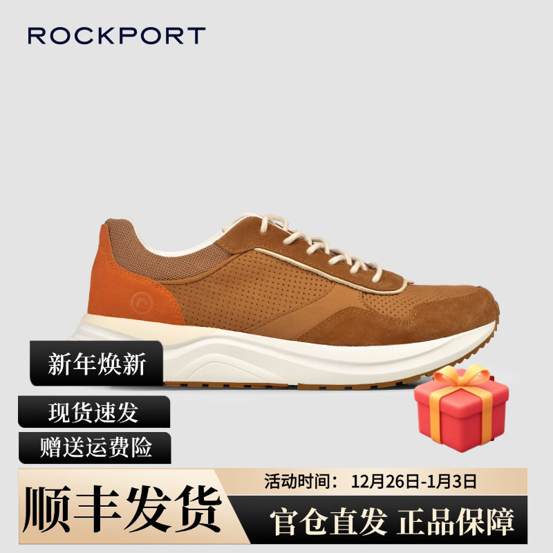Rockport/乐步休闲运动鞋男士新款磨砂皮橡胶防滑底跑步鞋鞋子