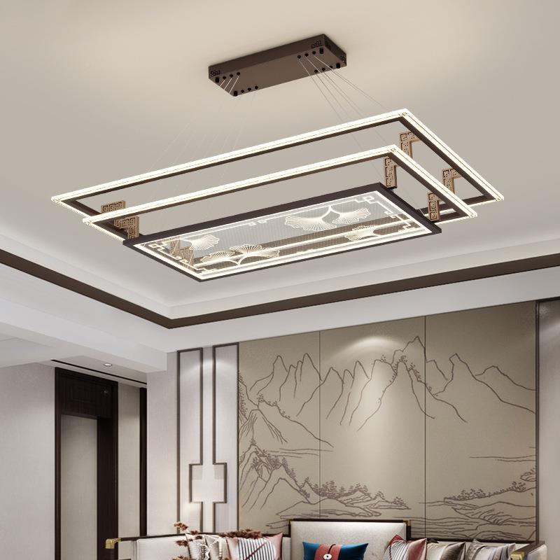 新中式吊灯长方DM24DM26形厅灯中国风大客创意茶室书房灯LED圆餐