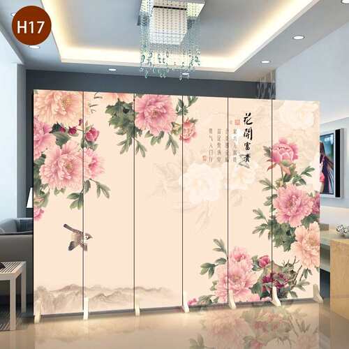 新中式风隔断断客厅卧屏室遮挡家玄用折叠移动关折叠推拉000000隔
