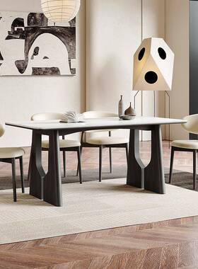 实中古风木餐桌椅202形5新款法式复古黑色网红小型长方CIT家用户