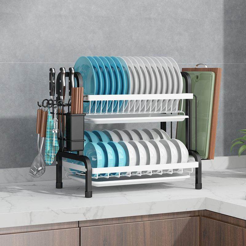 物304不锈钢厨房碗放架沥水架碗筷碗沥碟架碗架盘用品收纳盒二层