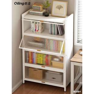 家用钢制书柜层落地儿童门书架带678防多尘卧室纳柜客收厅简约展