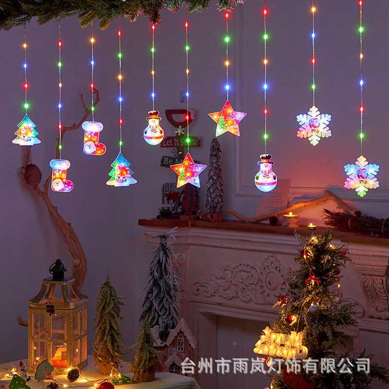 LED圣诞装饰彩灯室内橱窗场景置装TQO布饰彩树灯窗创意圣诞帘灯串