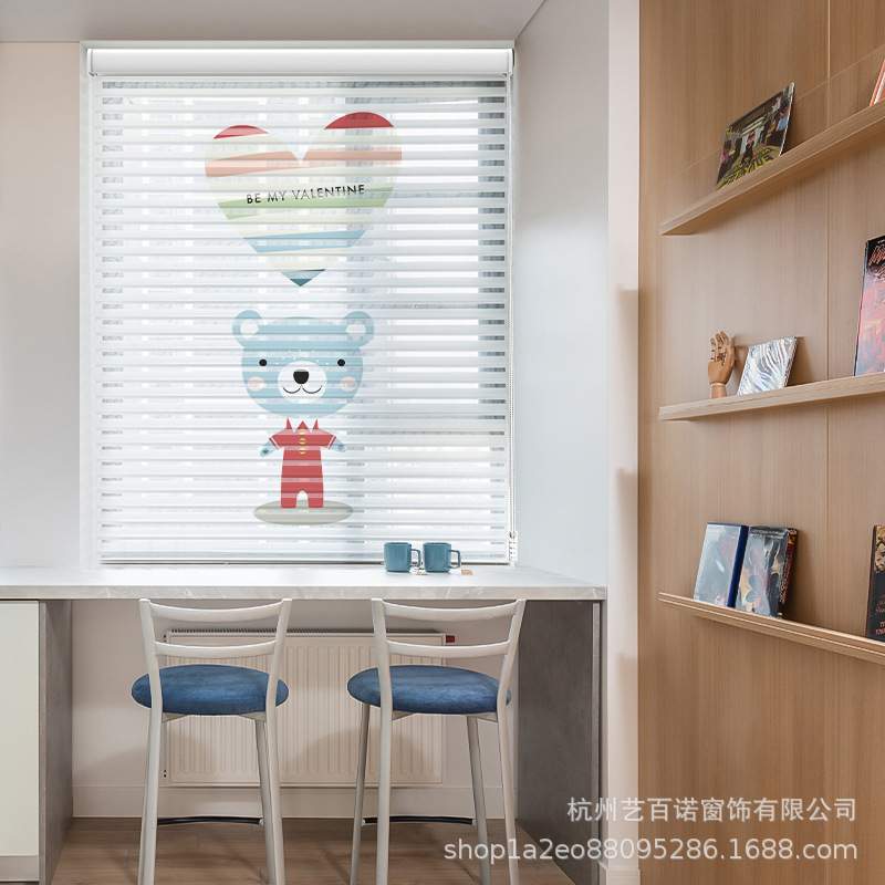 印花香格里拉帘遮光防晒儿童窗帘百叶客厅餐厅卧室书房免打孔升降