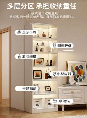 书架奶风SG002018落地置物架客厅窄缝收用纳柜油子家窄柜多简易飘